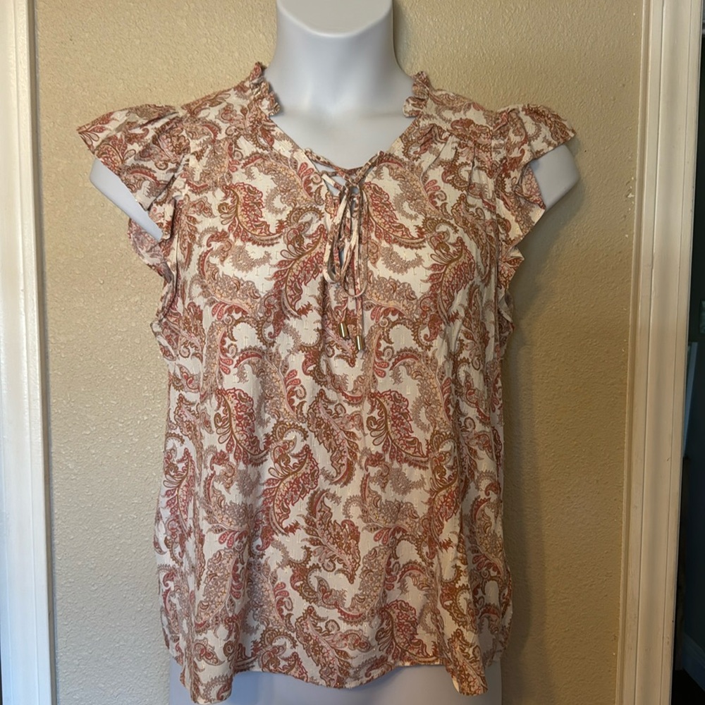 Paisley Ruffle Sleeve Blouse - Rachel Zoe M